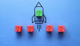 Cube,With,Idea,Lightbulb,Took,Off,On,Rocket.,Developing,Startup,